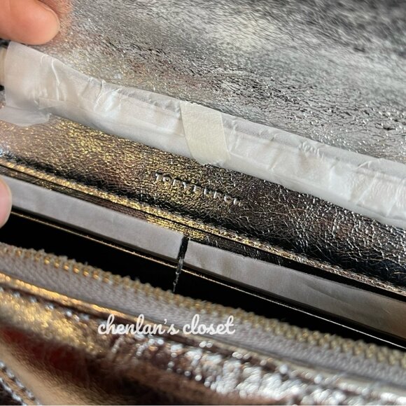 Tory Burch Silver Quilted Crossbody Bag with Chain Strap - Picture 10 of 12